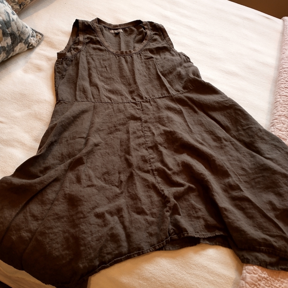 Flax Linen Sleeveless Dress L